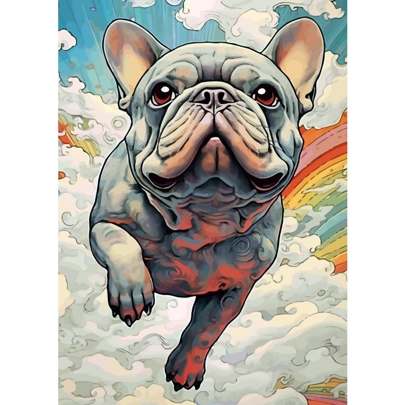 The French Bulldogs Vintage Poster Canvas Prints Ukiyoe Bulldogs Wall Art Decor Aesthetic Prints Dog Home Room Wall Decoration