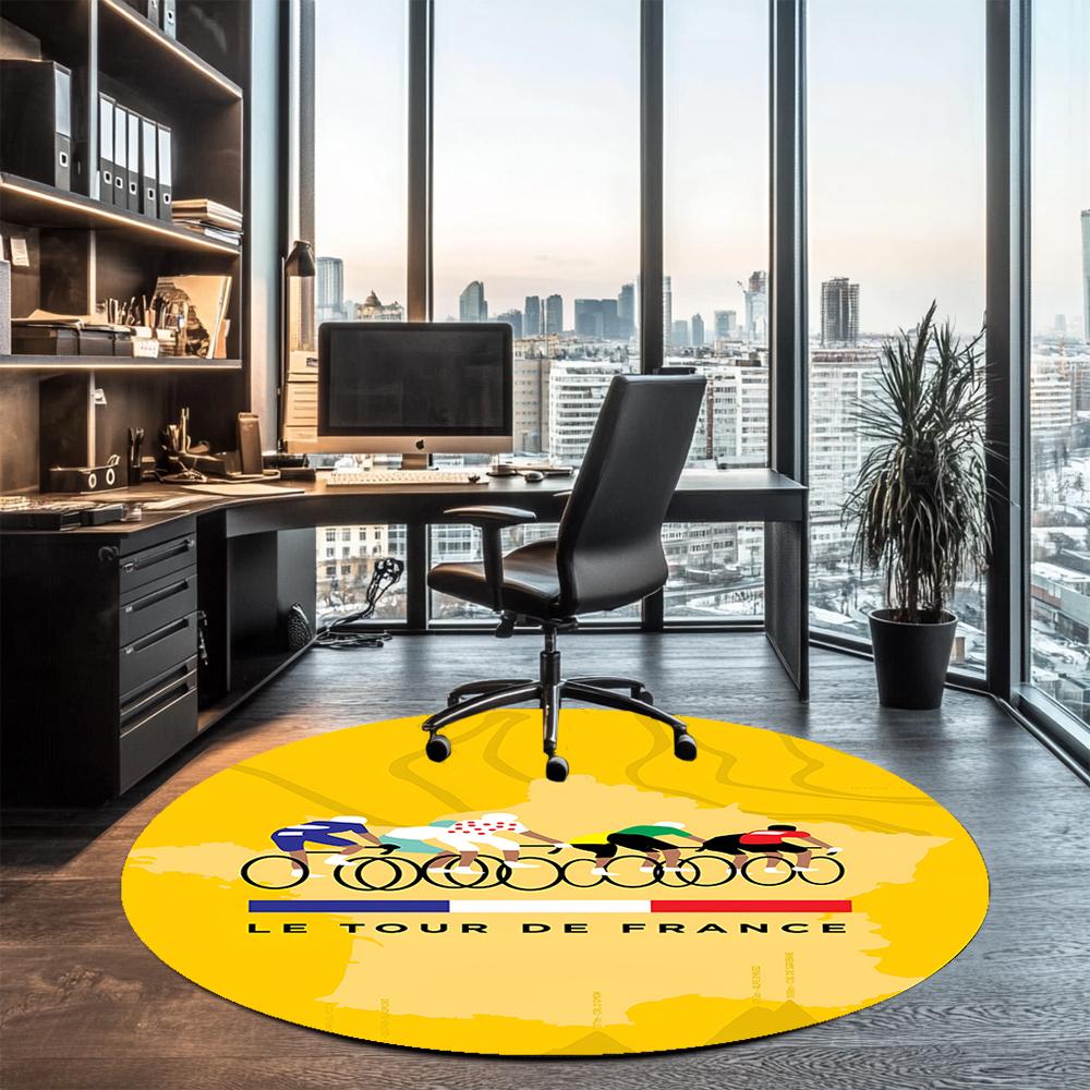 Tour de France Printed Round Rug Carpet Chair Rug Area Rug Entryway Doormats,for Office Chair Living Room Bedroom Kitchen Room.