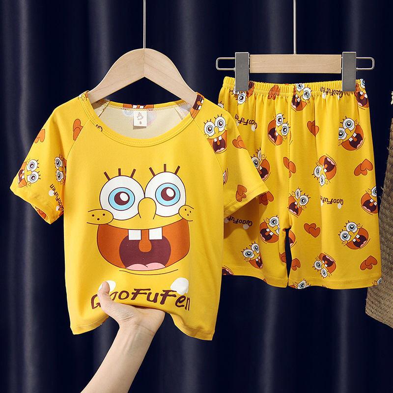 Summer Cartoon Pajama Set: Short Sleeve & Shorts for Kids