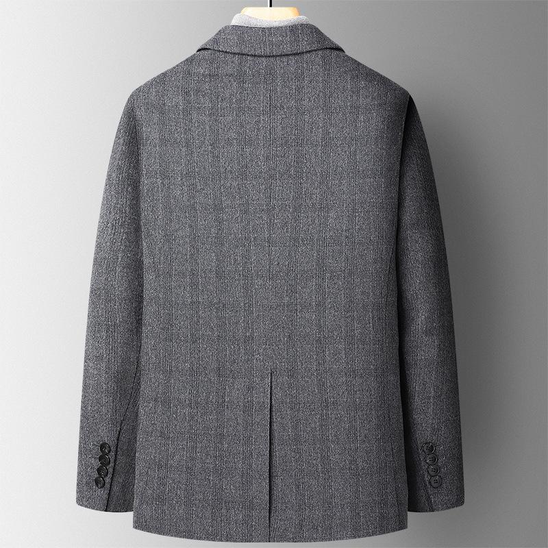 Suit Men's Autumn and Winter New Wool Plaid Single Suit Casual Men's Cashmere Jacket