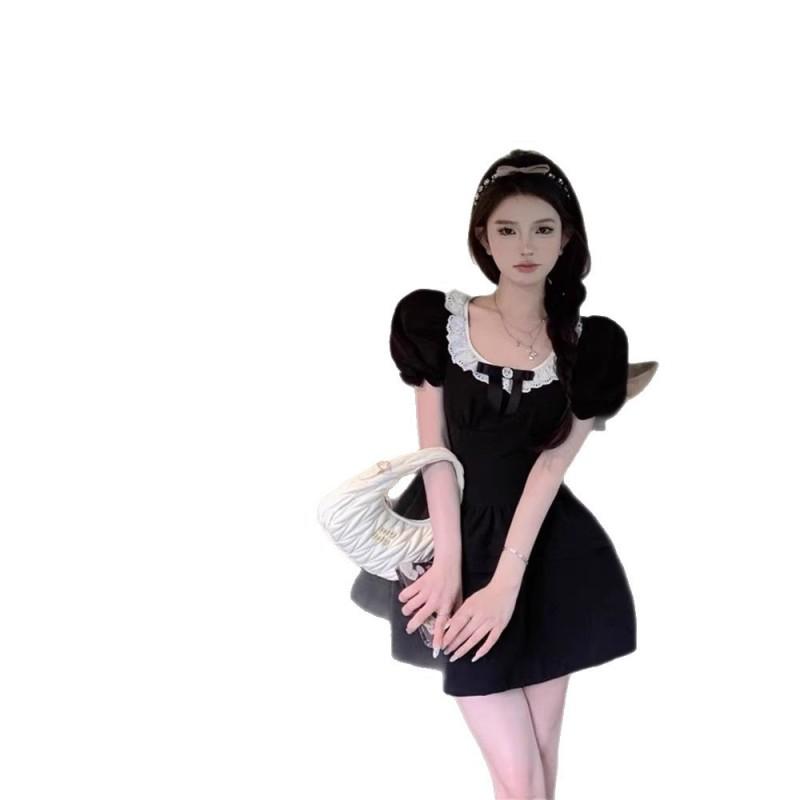 Girls Princess Dress Black A-line Short Sleeve Knit Teens Over 4 Years Old