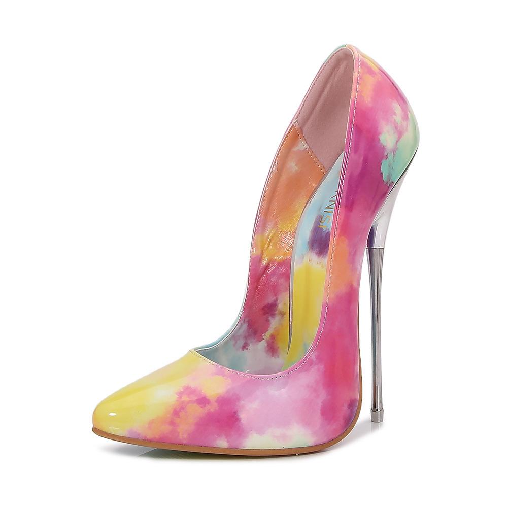 Women Big Size Hand Painted Graffiti Pointed Toe Stiletto Pumps Art Pattern Fashion Nightclub Party High Heels WZ-A16-35