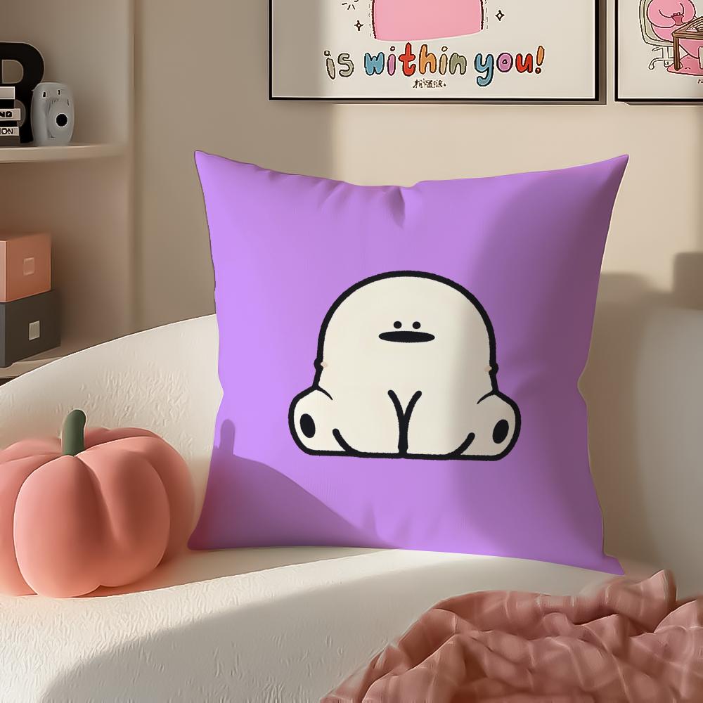 Cute IP Kawaii Versatile Art Portrait Cushion Cover Pillowcase Short Plush Invisible zipper Room Sofa Cushion Cover