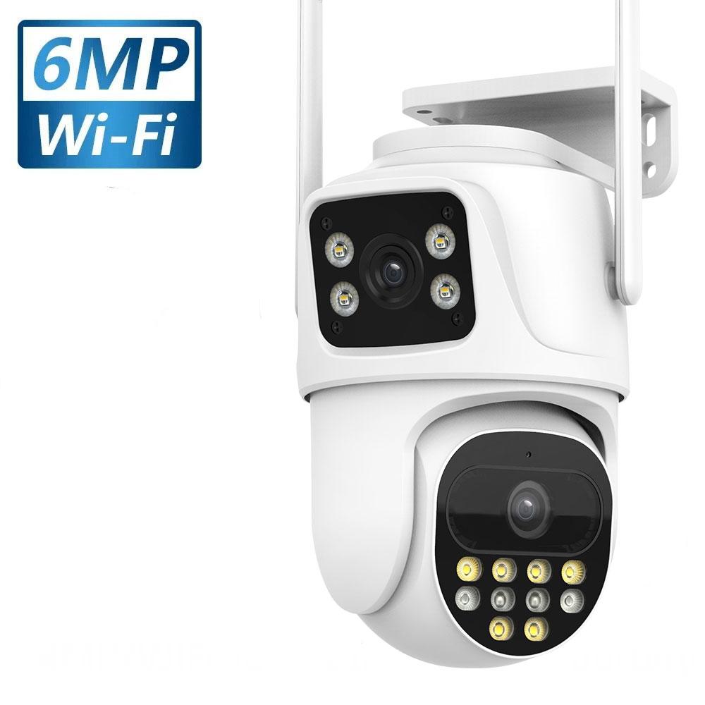 

5K 9MP Wifi PTZ Зовнішня 8-кратна камера з автоматичним відстеженням HD з трьома об’єктивами та подвійним екраном Відеоспостереження CCTV Камера безпеки ICsee 6MP NO TF Card