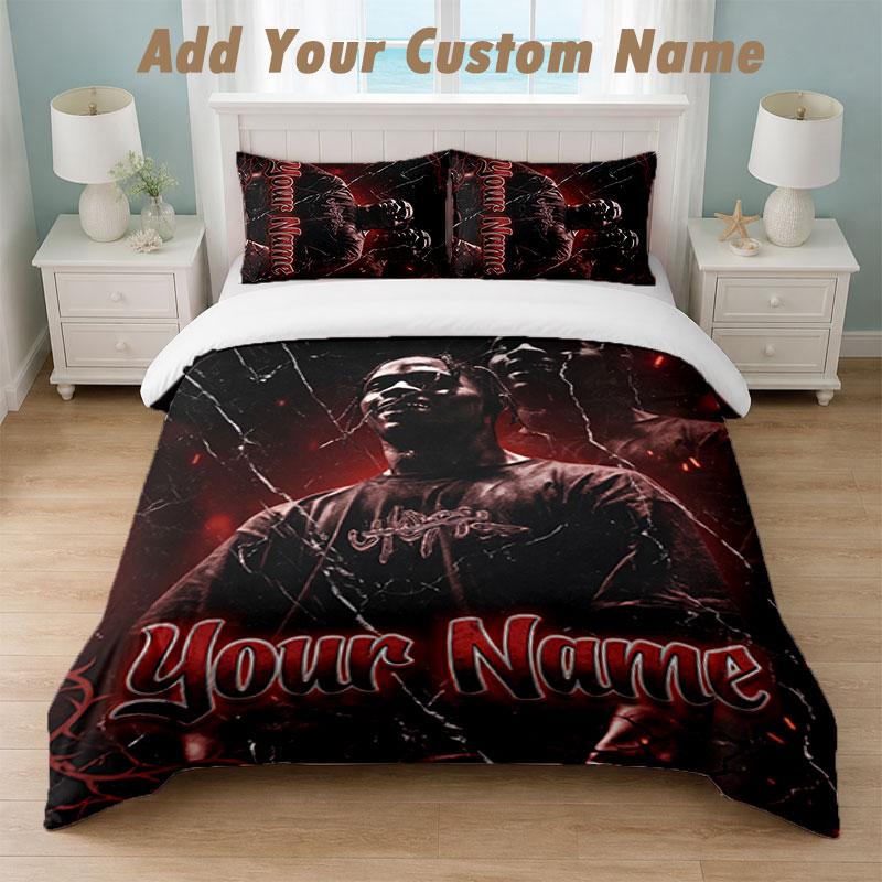 Bedding Set 1 Duvet Cover 2 Pillowcases Travis Scott Print Soft Bed Linen Bedroom Decor