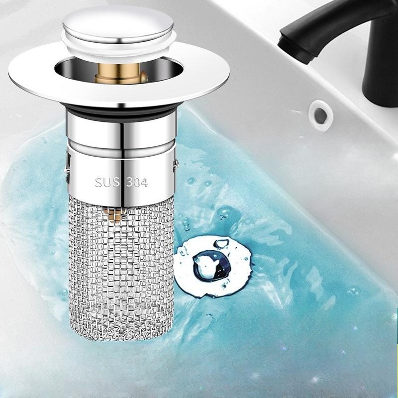 Washbasin Leakage Plug, Bouncing Core, Washbasin Sink Drain, Hair Filter, Anti-odor, Universal Press Type