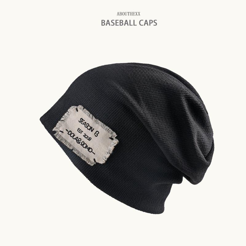 Hat Women Autumn Ins Korean Version Patch Pile Hat Couple Knitted Hat Men and Women Pullover Hat Confinement Hat