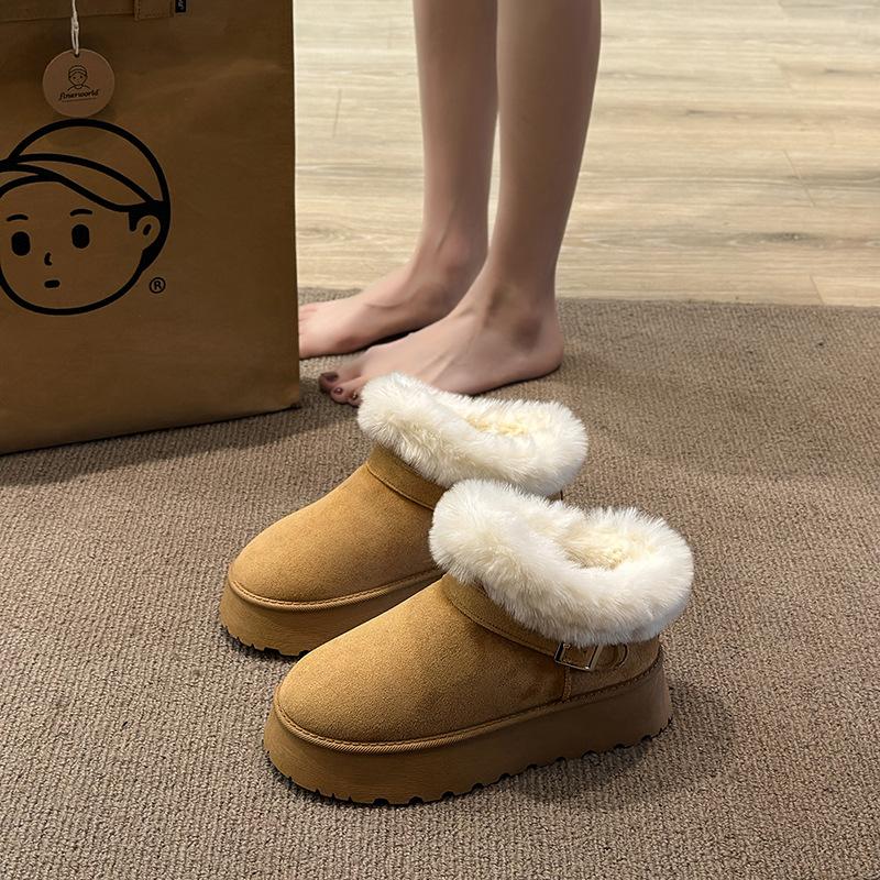 Thick-soled Snow Boots Women's Winter Metal Buckle Fleece Small Cotton Shoes