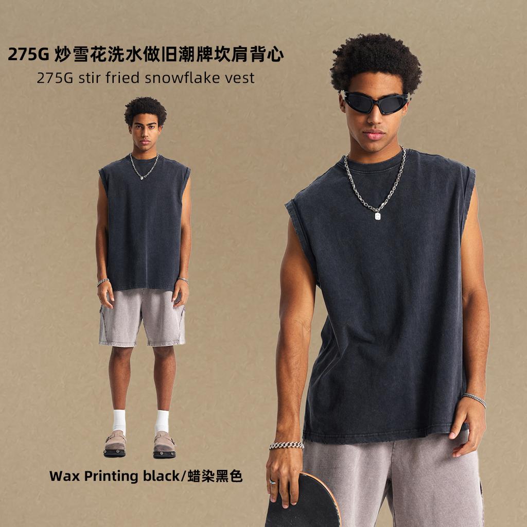 275 GSM 100% Cotton Washed T-Shirt Customized Pattern Print Men's Vest Personalised Tank Top