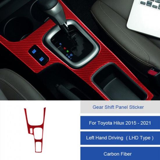 Red Carbon Fiber Center Gear Shift Panel Cover For Toyota Hilux 2015- LHD