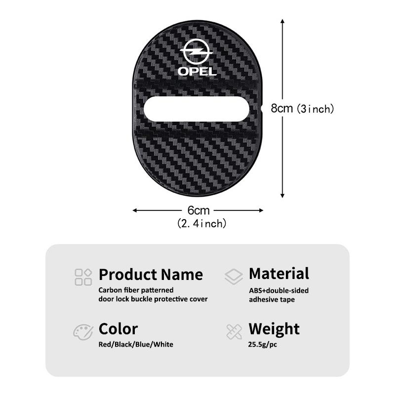 For Opel 4pcs Carbon Fibre Car Door Lock Buckle Protector Cover ADAM ASTRA J K CORSA E INSIGNIA MOKKA VIVA Meriva