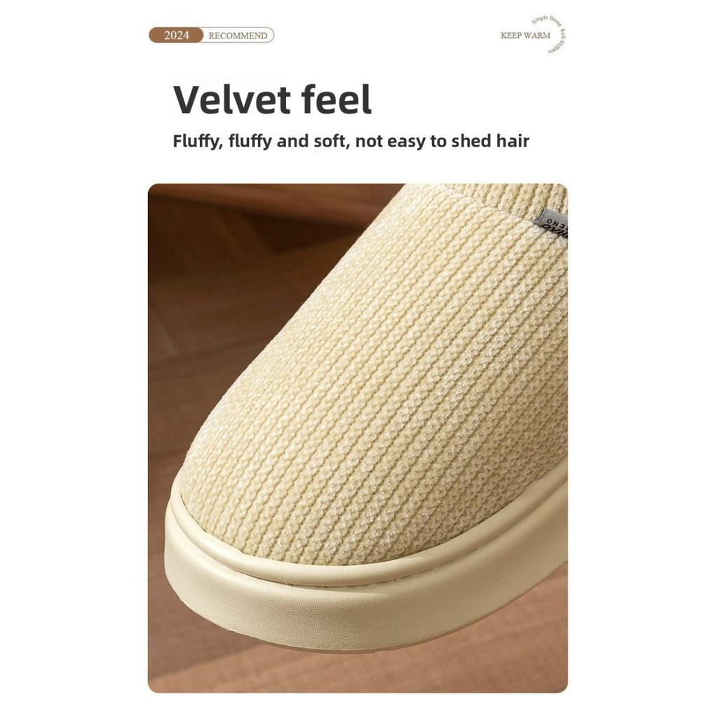 Cotton Slippers for Women, Winter Indoor Home Use, Plush Insulation for Couples, Thick Sole, Anti Slip Cotton Shoes for Men