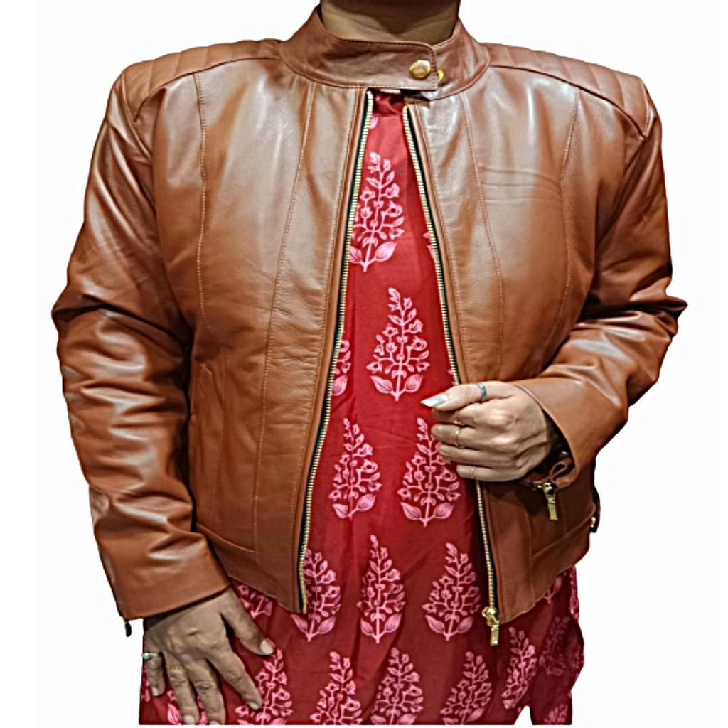 Women's, Biker Jacket, BROWN Leather, Motorcycle Jacket, Bomber Jacket, Ride In Style, Biker Jacket, Quilted Jacket, Moto Jacket,Zipper Casual STYL