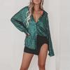 IHUASU Women's Fashion Casual Solid Color Print Long Sleeve POLO Neck Blouses & Shirts Unique design