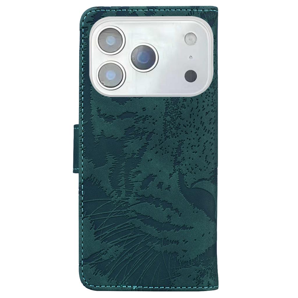 For iPhone 17 Pro Max Case Tiger Imprint Leather Wallet Phone Cover