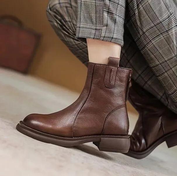 2026 New Autumn Winter Shoes Women Boots Thick Sole Women Ankle Boots Brand Ladies Winter Footwear Warm Plush Black Brown