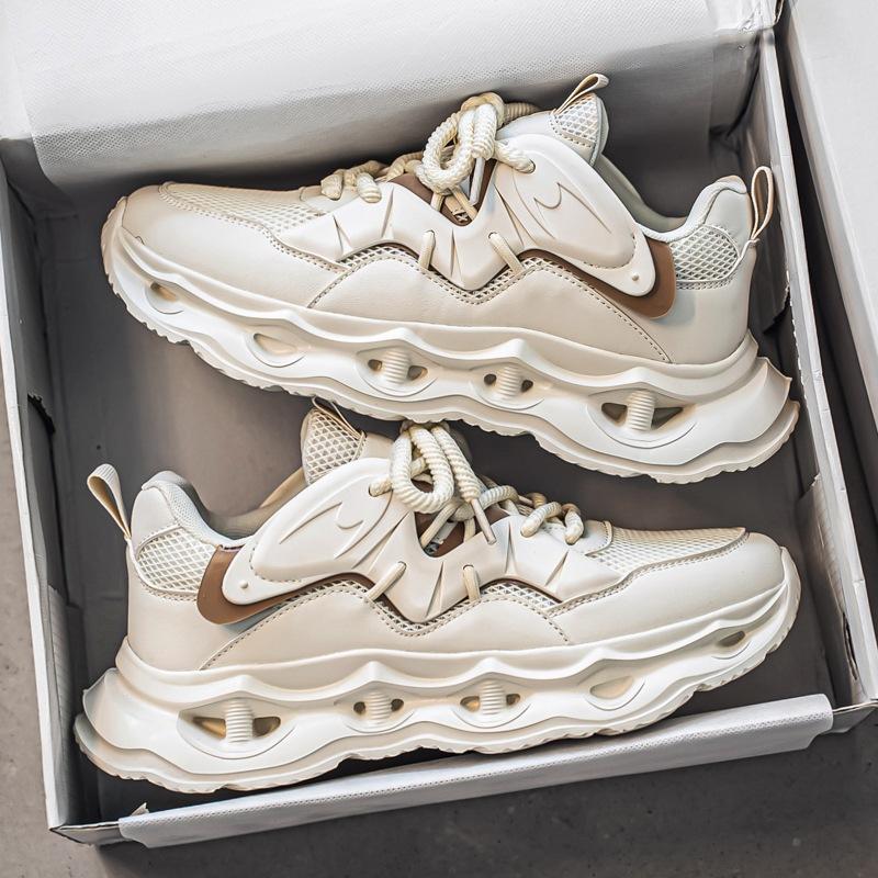 New Men's Thick-soled Heightening Dad Shoes Trendy Brand Leather Sports Shoes Live Air Cushion Outdoor Running Casual Men's Shoes