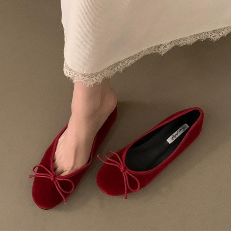 Fashion Bailamos Brand New Women Velvet Flats Fashion Round Toe Shallow Mary Jane Shoes Soft Casual Ballet Shoes Slingback Shoes Muje