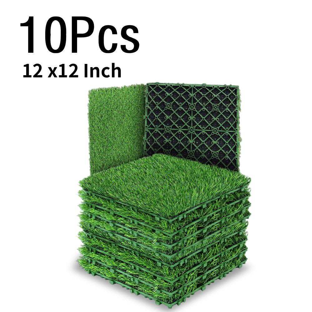 10 шт. Реалистичная плитка газонного покрытия зеленая взаимозамыкающаяся квадратная искусственная газонная подложка искусственная газонная плитка для сада газона патио