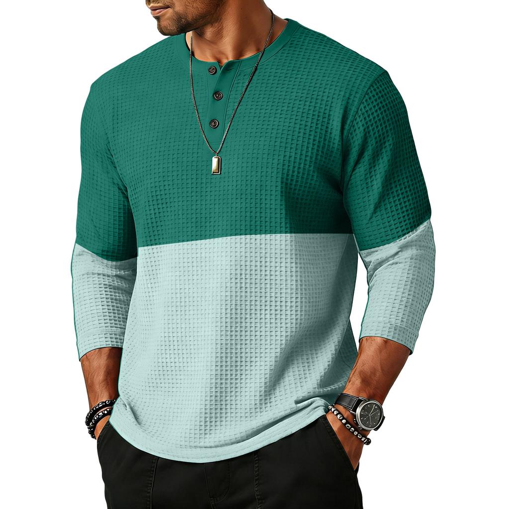 Men's  Sports  Leisure  Waverg  Three  Pieces  Buckle  Seven  Points   Sleeve  T-Shirt
