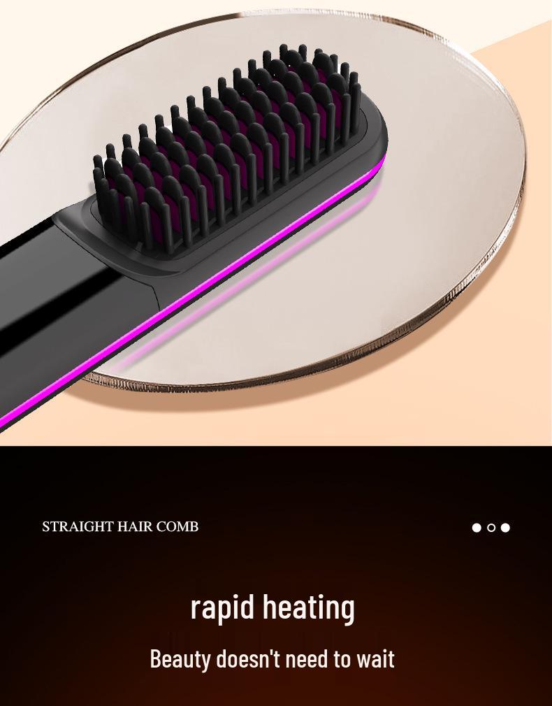 Rechargeable Portable Wireless Hair Styling Comb with Negative Ion Hair Care for Straightening and Curling