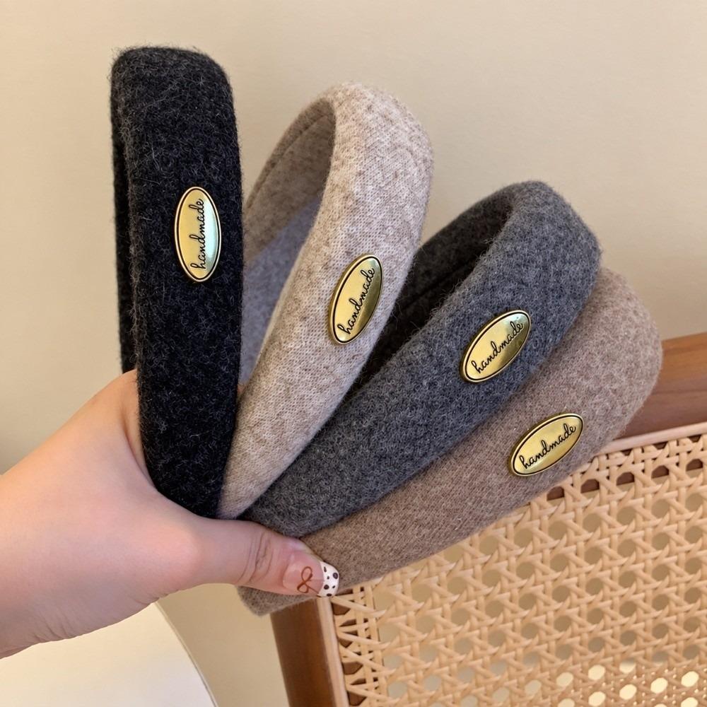 French Style Wool Felt Headband Wide Width Hair Hoops Headgear Elegant Woolen Hairband