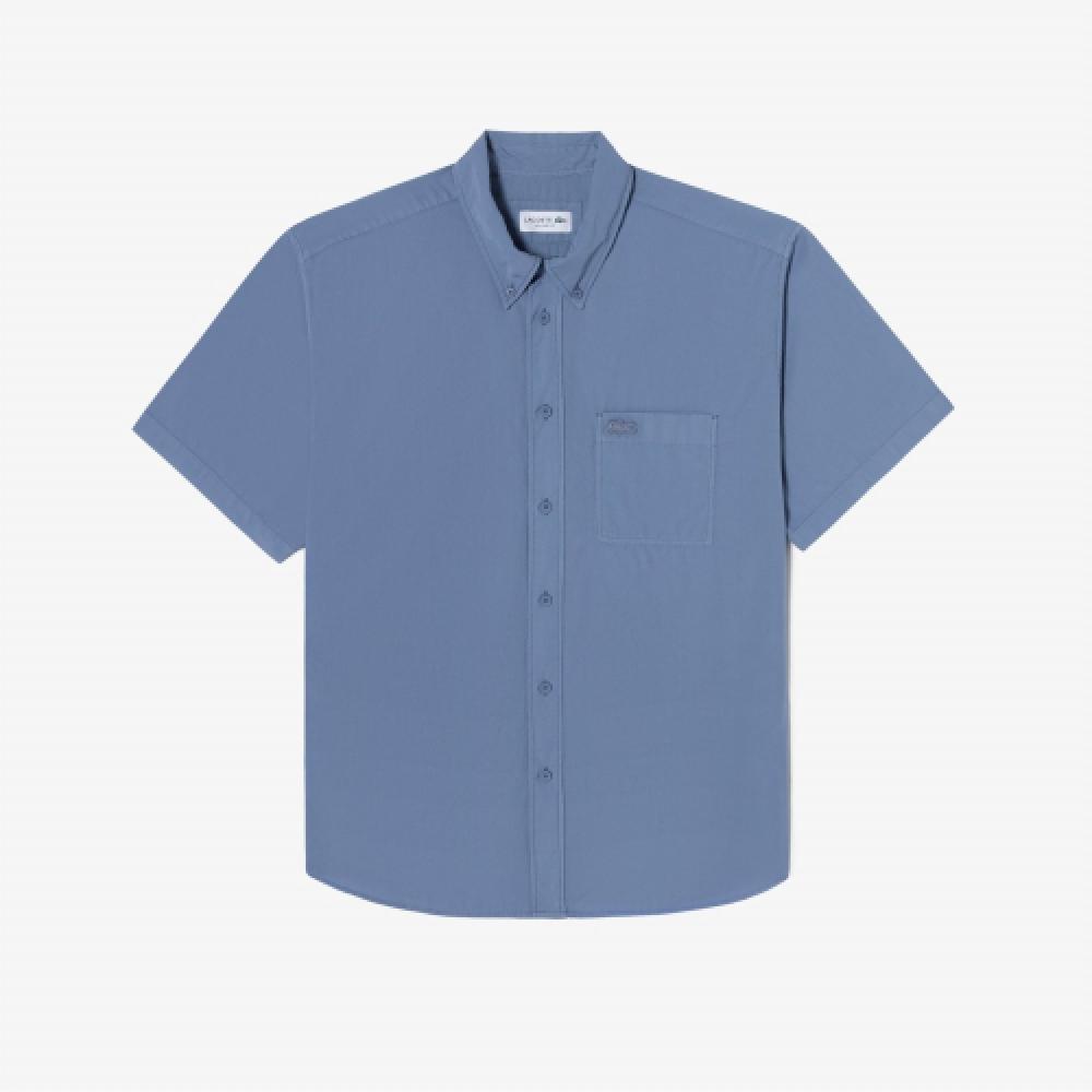 

LACOSTE Мужская рубашка из поплина с коротким рукавом SUMMER PACK [Синий] 038
