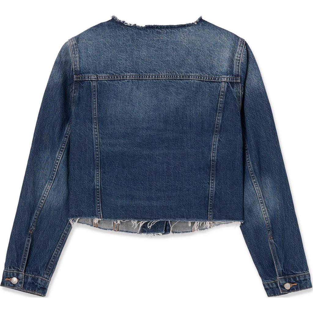 Levis SS24 Letní kolekce Design s jedním knoflíkem Kulatý výstřih Krátká džínová bunda Dámské bundy Tmavě modrá 001C1-0001