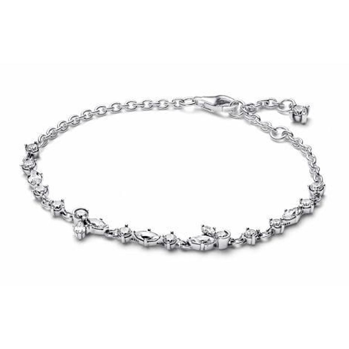 Pandora Shining Irregular Water Drop Chain Ring 925 Silver Bracelet Women bracelet 592631C01 Box,18