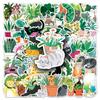50 Cats and Plants Doodles Personalized Small Fresh Plants Children's DIY Water Cup Suitcase Stickers Waterproof