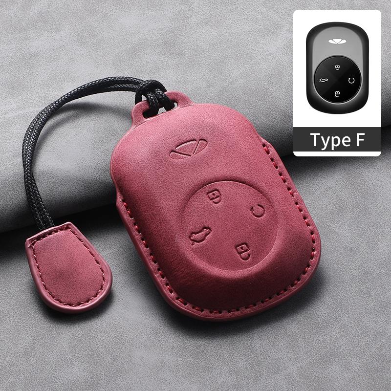 For Chery Fulwin T9 2025 Leather Car Key Bag Case Wallet Holder Key Cover Key Chains Car Accessories Key rope Keyring