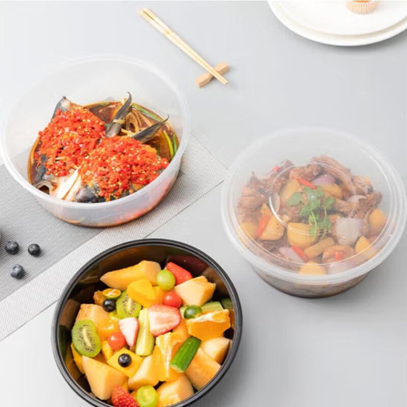 WS 2500ml Disposable Round Food Containers with Flat Lids (90 Sets)