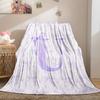 Soft Purple Bow Print Letter U to Z Blanket Warm Cozy Portable Flannel Blanket for Home Camping Travel Gift for Girls Boys