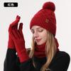 Winter knitted hat women's cold-proof double-layer velvet thickened warm knitted hat scarf gloves three-piece set