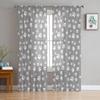 Tulle Curtains for Living Room Dog Paw Black Gray Bedroom Study Window Sheer Curtains Kitchen Balcony Interior Voile Curtains