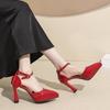 Closed Pointed top Women Elegant Party Sandals 8CM 11CM Fashion Ankle Strap Hollow Model Catwalk Show Shoes Summer High Heels