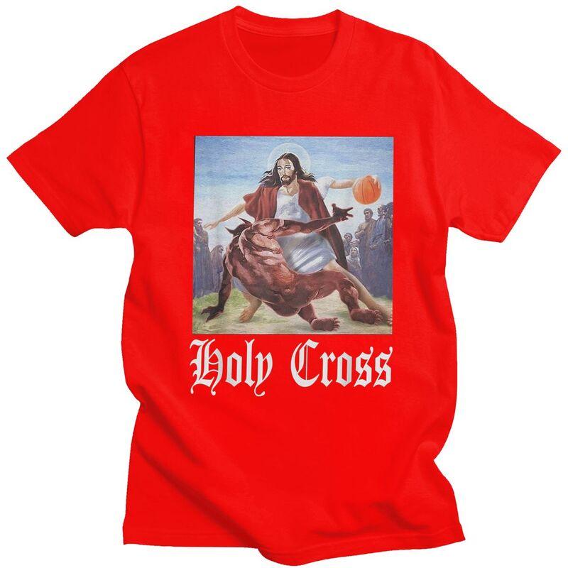 Classic Not Today Satan Jesus Crossover Basketball Holy Cross T Shirt Unisex Tshirts Casual Graphic Tee Tops Slim Fit Clothes