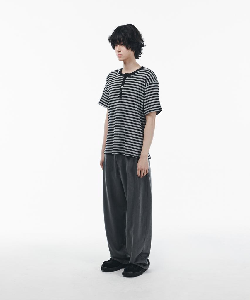 SIGNATURE [Summer Fabric Added] Double-Tuck Wide Slacks [Gray]