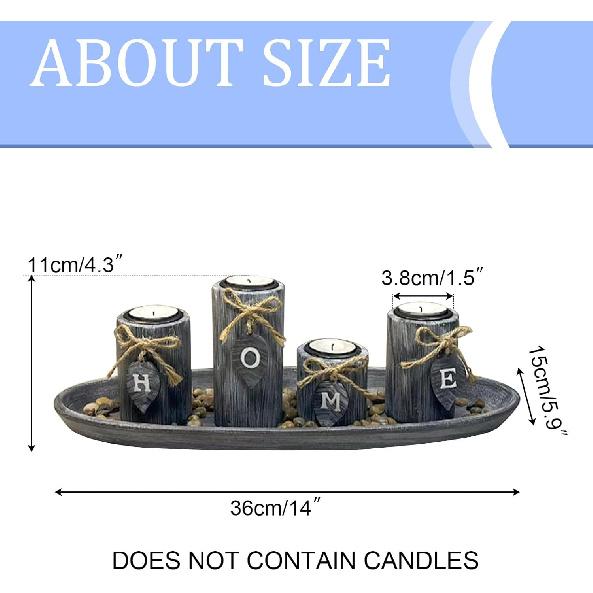 Wooden Candle Holders Centerpieces for Living Room Coffee Table Decorations,Farmhouse Table Decor Tealight Candles Holders with Rustic