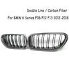 F06 Real Carbon Fiber +ABS Double Line Grills Front Bumper Grille For BMW 6 Series F06 M6 F12 F13 2012-2018 630i 640i 650i