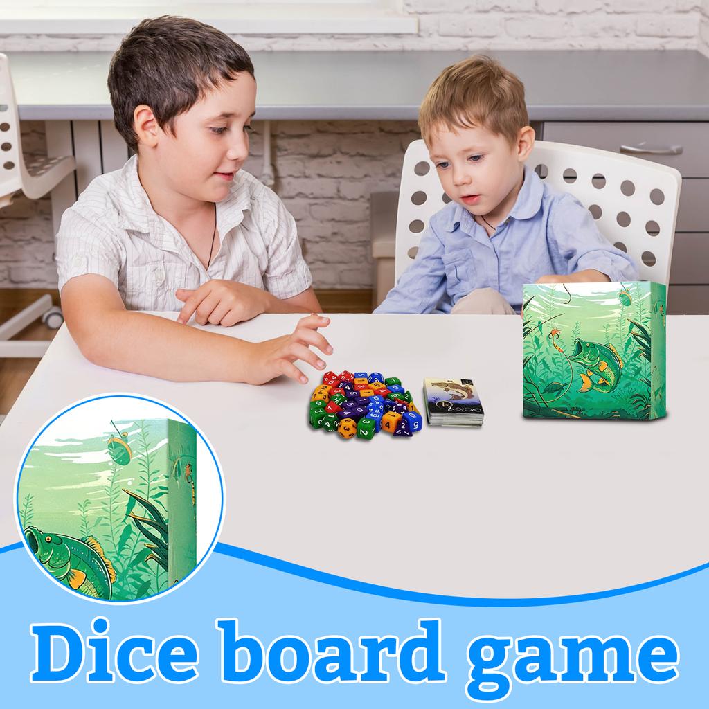 Dice Tabletop Game, Card Dice Fishing, Fishing Fun Cards, Knitting Game, With Expansion