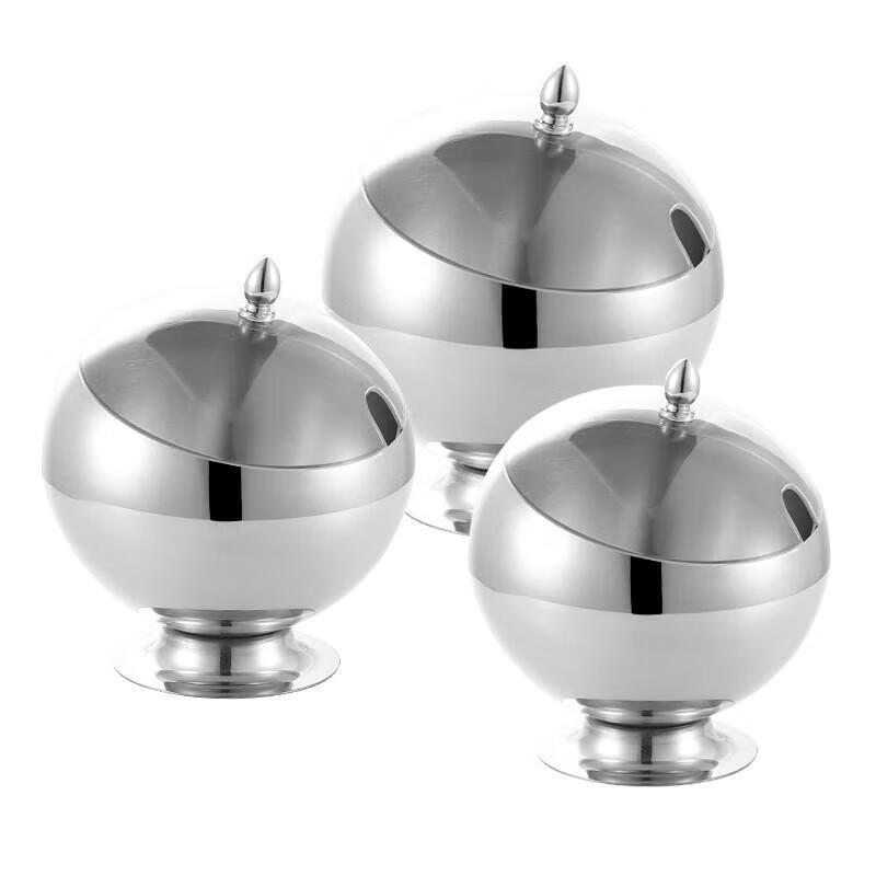 JINGRUIXIANG Stainless Steel Slanted Condiment Bowl with Lid and Base