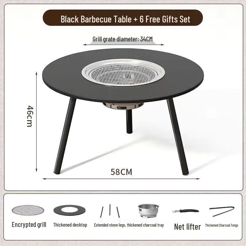 XunJing Portable Folding Outdoor Charcoal BBQ Grill & Tea Table
