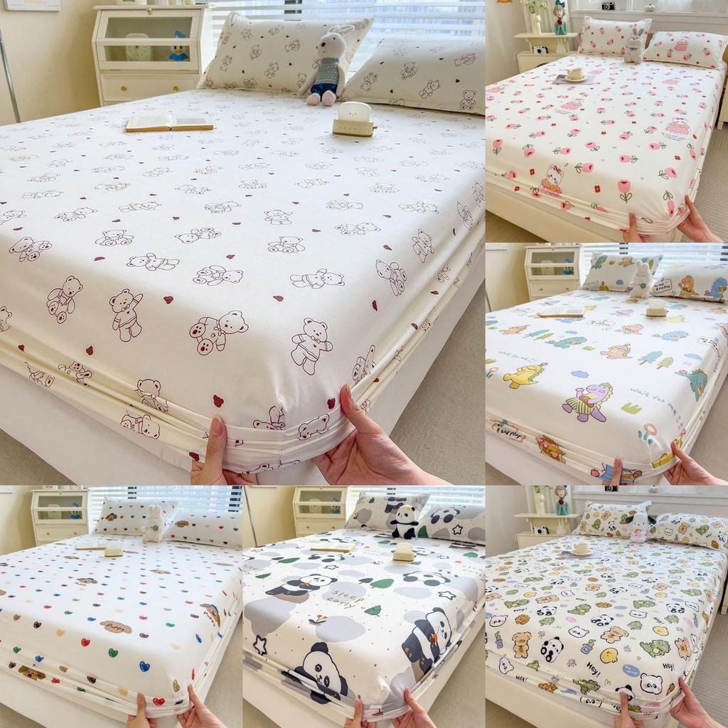 Dinosaur Dog Flower Bear Print Bedspread Set Cartoon Mattress Cover Protective
