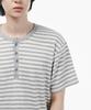 SIGNATURE Striped Henley Neck Short Sleeve T-Shirt [Gray]