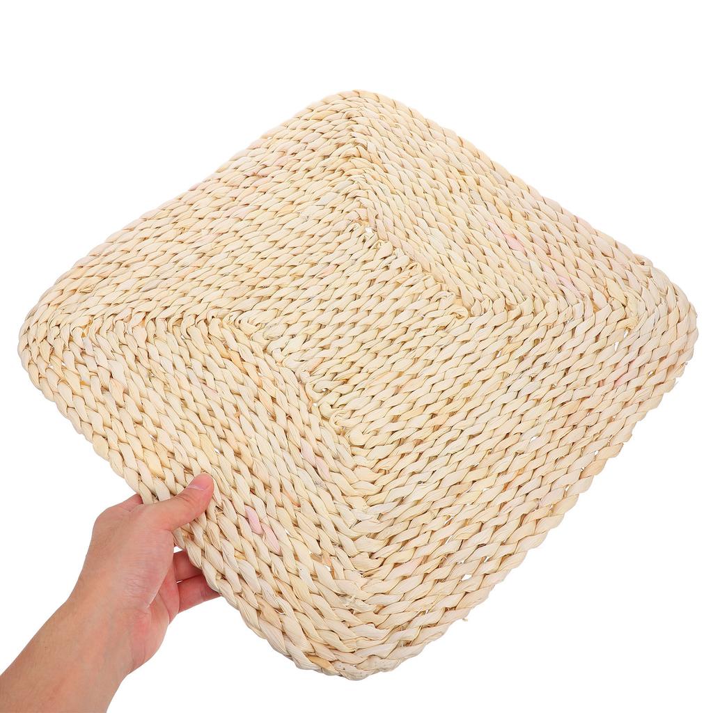 Breathable Straw Yoga Floor Pillow Handmade Woven Sitting Mat for Meditation Bed Pillow Indoor Outdoor Relaxation Pad