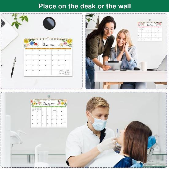 2026 Wall Calendar - 2026 Calendar Runs from January 2026 to December 2026, 8.5" x 11", Floral Calendar for Wall or Desk, Feminine Design for Office,
