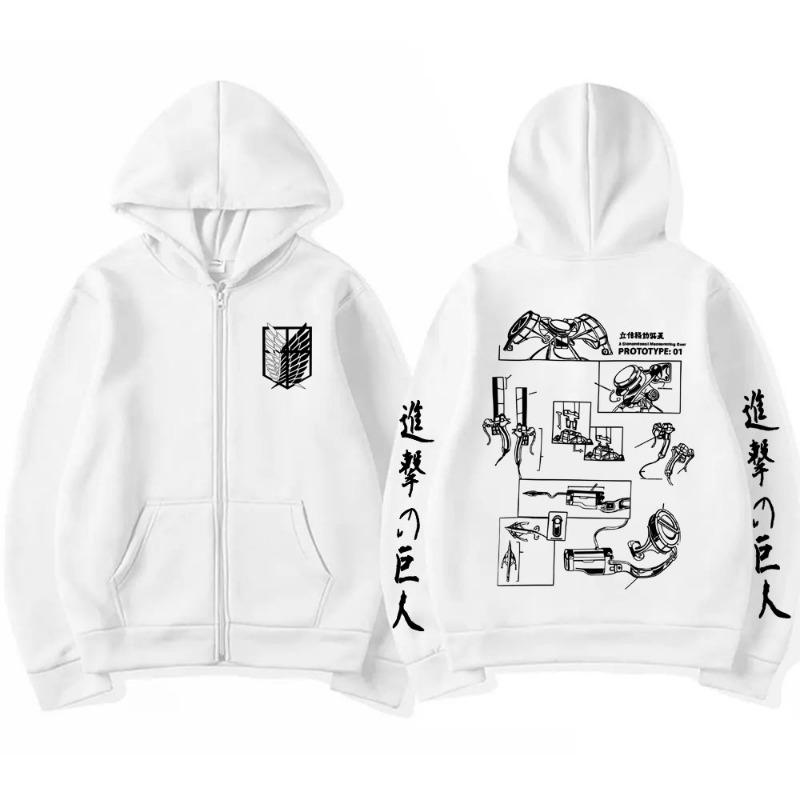 Anime Attack on Titan Merch Zipper Hoodie Men Women Casual Oversized Zip Up Jacket Coat Unisex Cartoon Manga Cosplay Streetwear