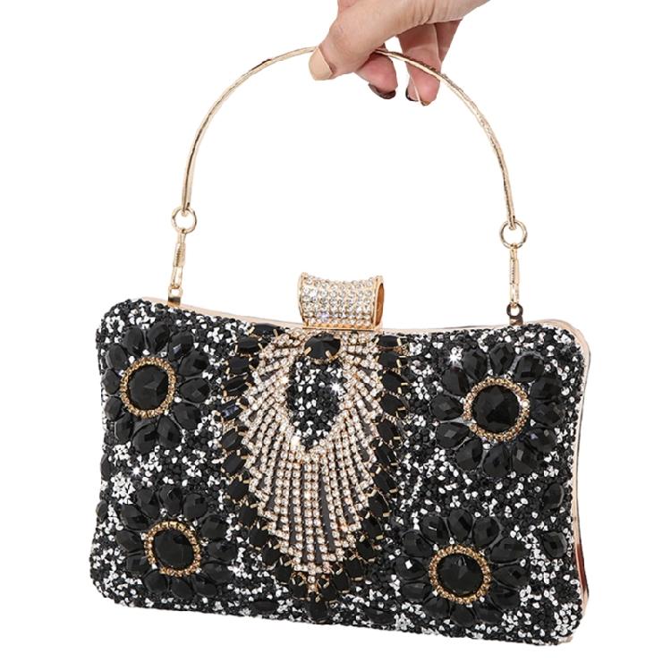 Сумка на плечо Девочка Вечерняя сумка Банкетная вечеринка Блестящий кошелек Сумка-клатч Сумка со стразами чёрный