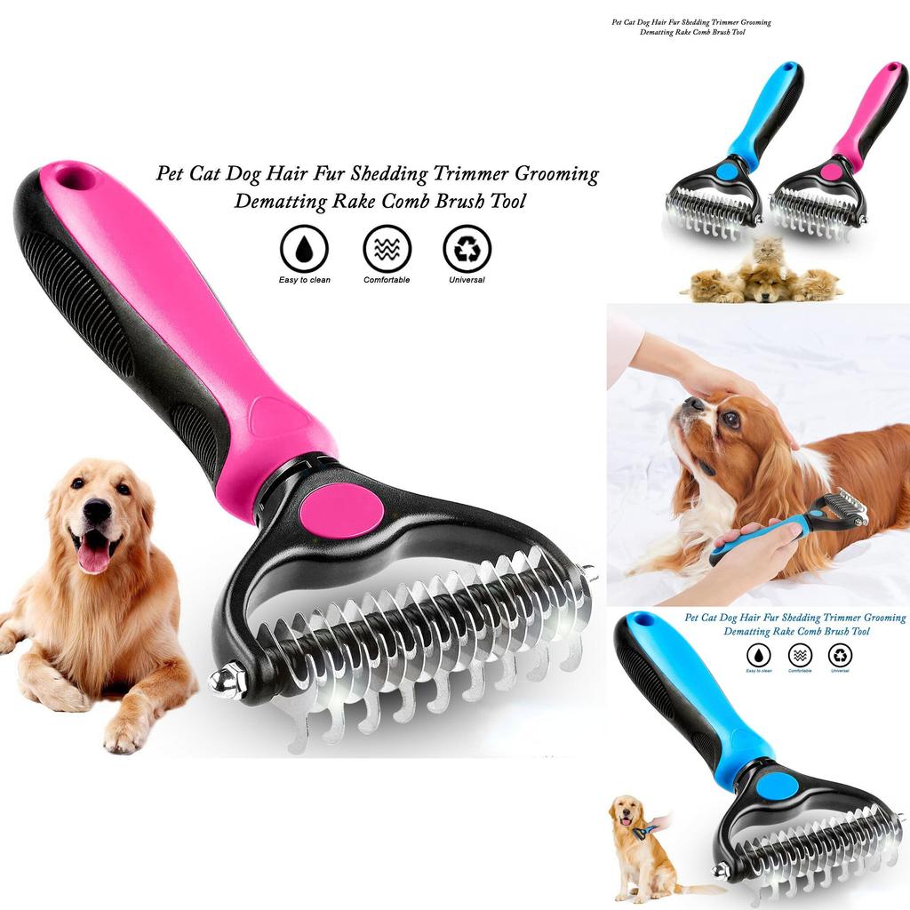 Ergonomic Pet Hair Remover Comb With No-scratch Rounded Outside Teeth For Safe Grooming